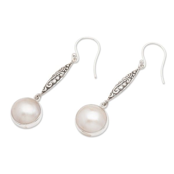 Alternate image for Bali Cultured Mabe Pearl and Sterling Silver Dangle Earrings Moons Bliss
