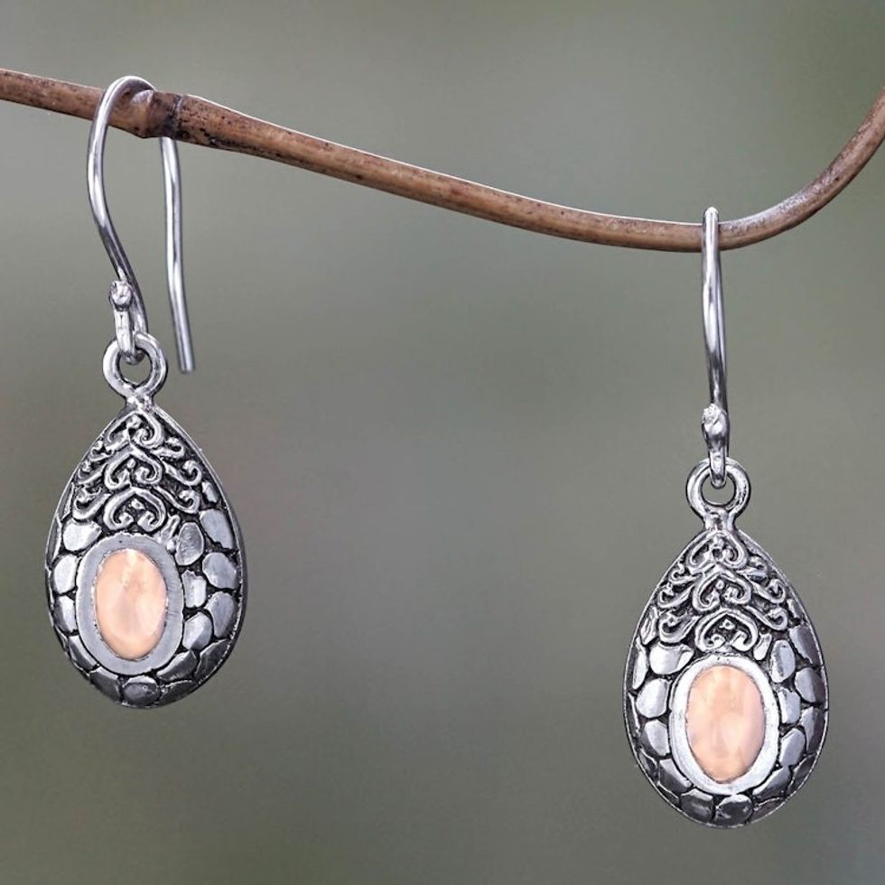 Gold Accented Dangle Earrings from Bali 'Golden Tears'