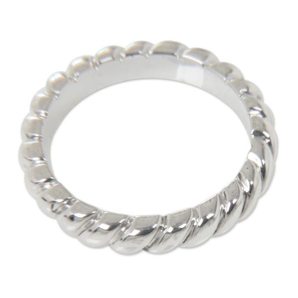 Alternate image for Artisan Crafted Balinese Sterling Silver Band Ring Halo Rope