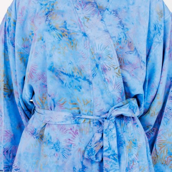 Alternate image for Floral Patterned Robe Blue Anemone