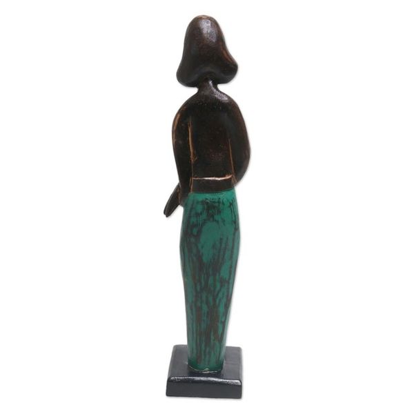Alternate image for Lovely 17 Inch Mother and Baby Sculpture in Hand Carved Wood Lovely Mother