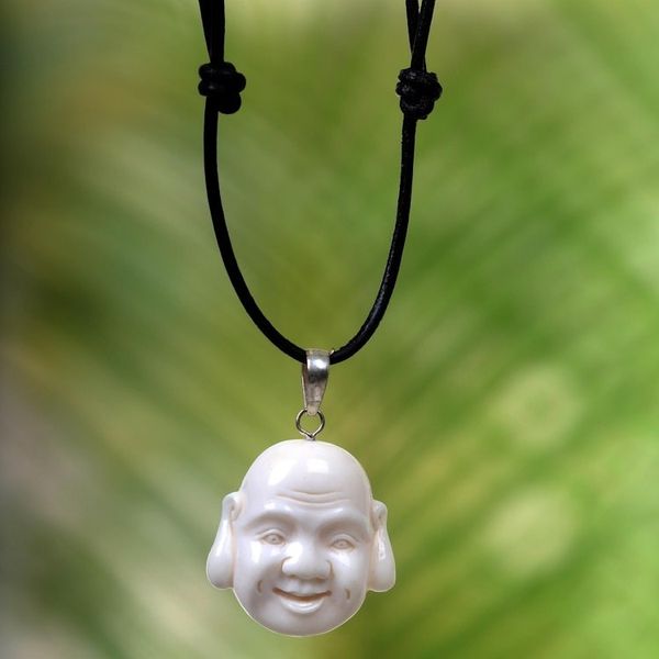 Alternate image for Balinese Laughing Buddha Unisex Pendant Necklace Jovial Balinese Buddha