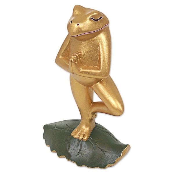 Alternate image for Hand Carved Frog Sculpture Gold Tone from Indonesia Frog Pose