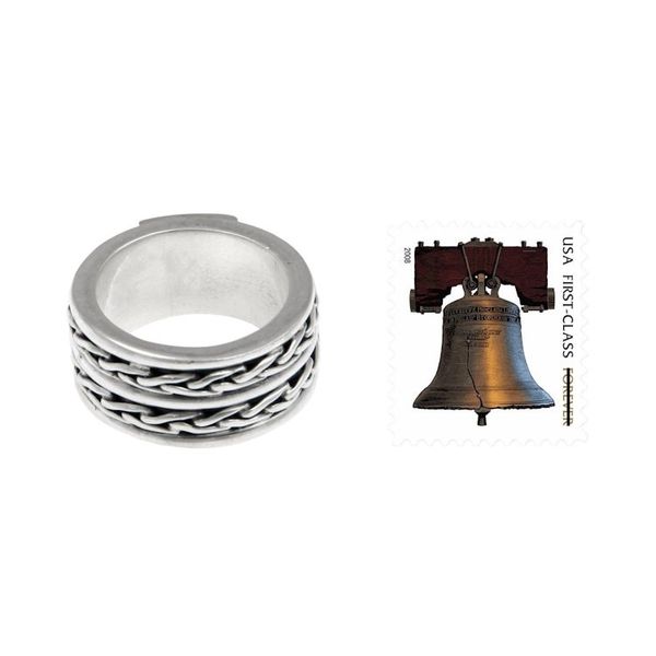 Alternate image for Mens Hand Crafted Sterling Silver Band Ring Lightning Paths