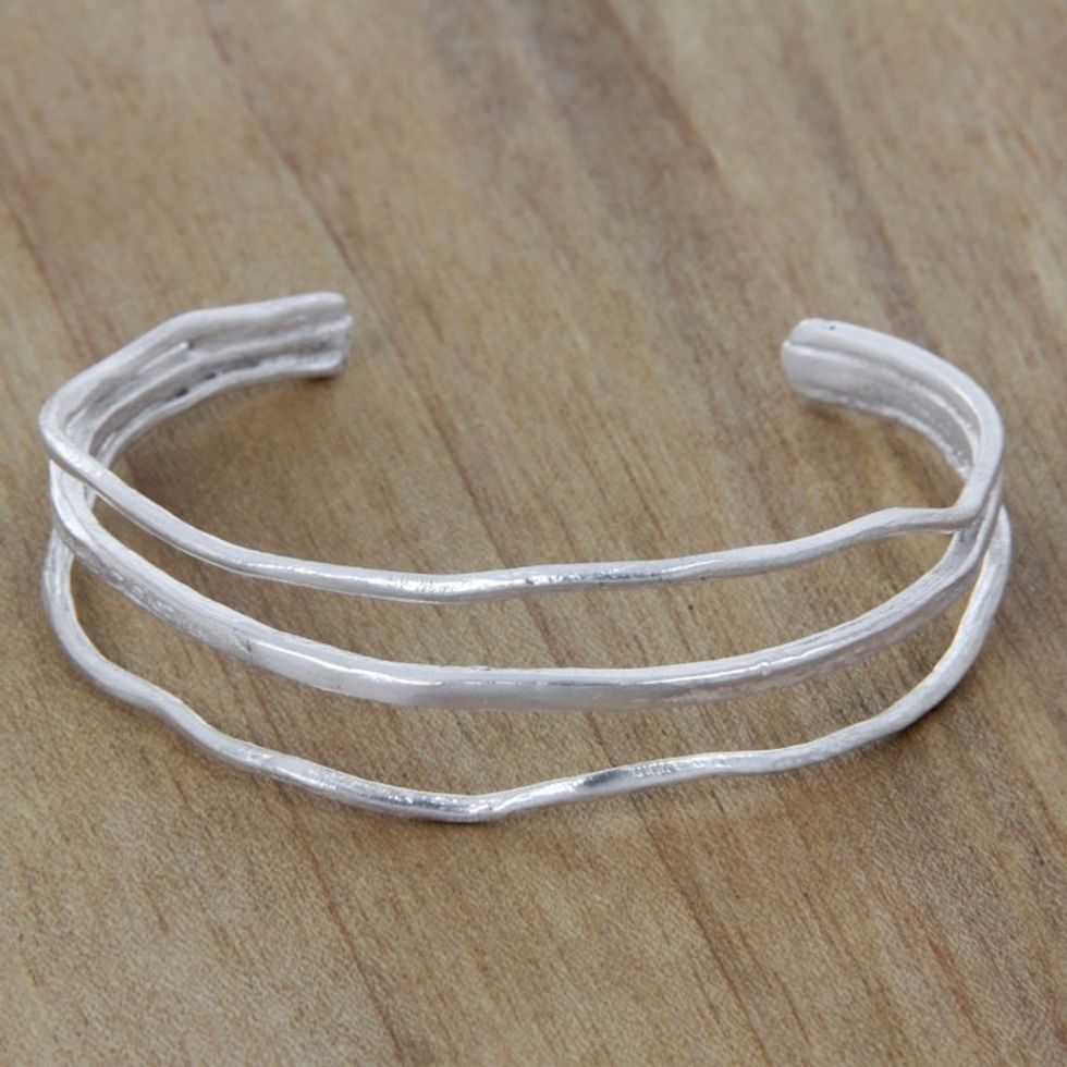 Antiqued Silver Plated Cuff Hand Made Bracelet from Bali 'Intentions'