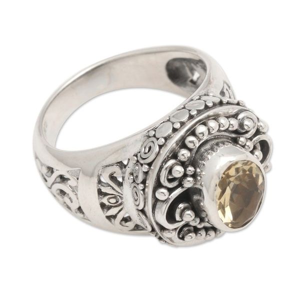 Alternate image for Citrine Cocktail Ring in Ornate Sterling Silver Setting Golden Opportunity