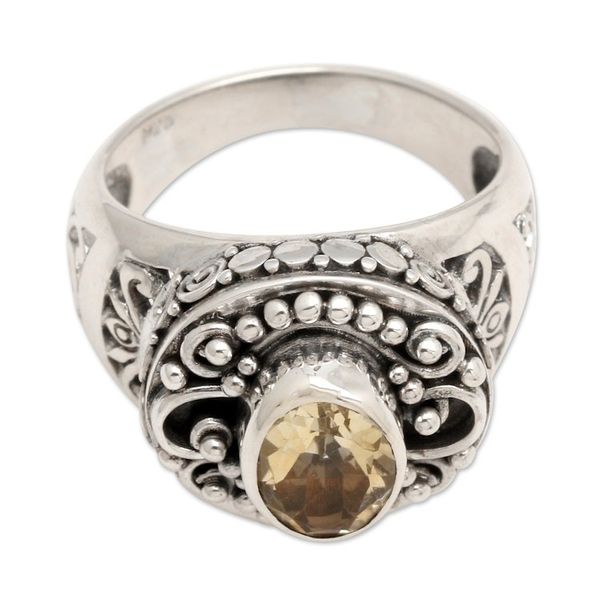 Alternate image for Citrine Cocktail Ring in Ornate Sterling Silver Setting Golden Opportunity