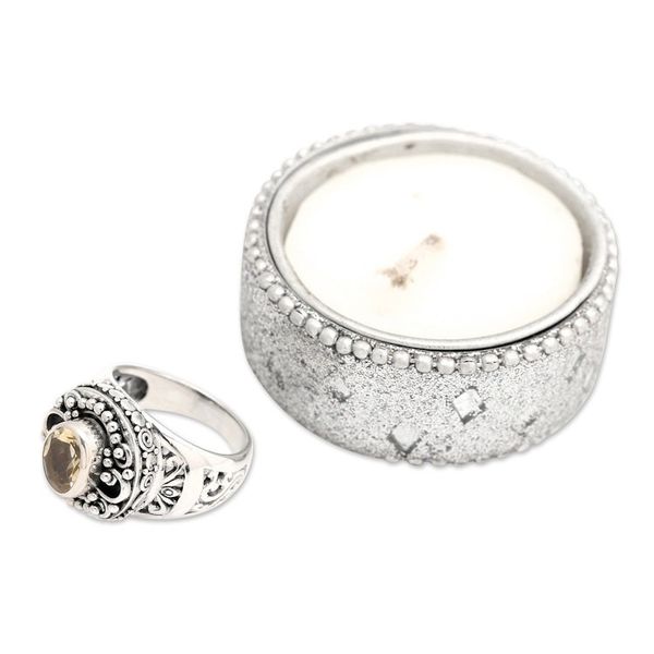 Alternate image for Citrine Cocktail Ring in Ornate Sterling Silver Setting Golden Opportunity