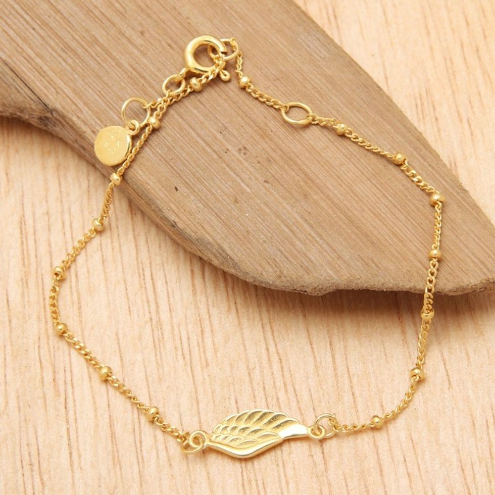Gold Plated Sterling Silver Pendant Bracelet Wing Indonesia 'Golden Wing'