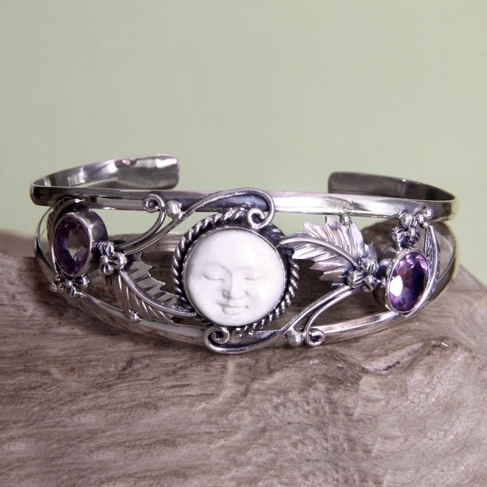 Amethyst cuff bracelet 'Night Goddess'