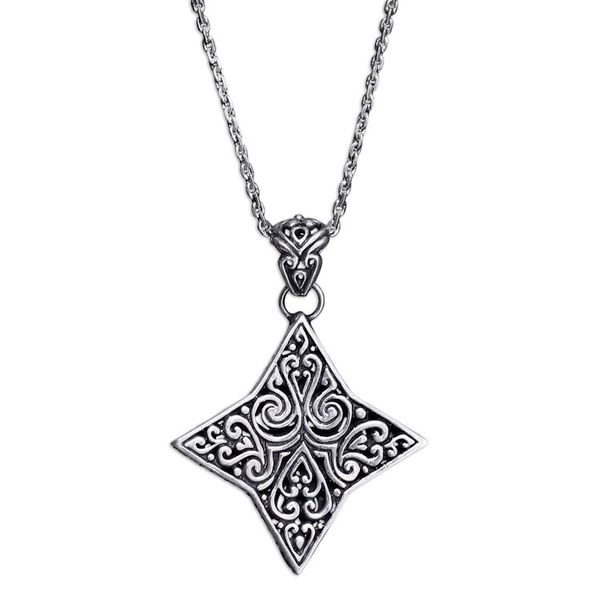 Alternate image for Balinese Floral Star Handmade Silver Necklace Star of Bali