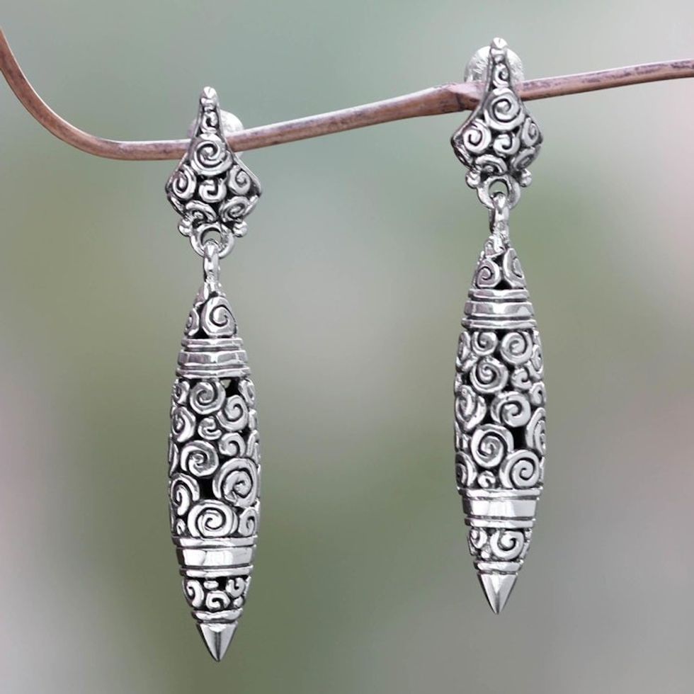 Modern Sterling Silver Dangle Earrings 'Regency'