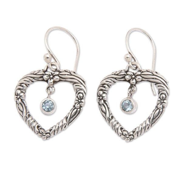 Alternate image for Handmade Blue Topaz and Sterling Silver Dangle Earrings Steal My Heart
