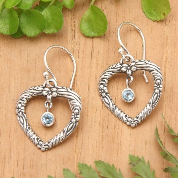 Alternate image for Handmade Blue Topaz and Sterling Silver Dangle Earrings Steal My Heart