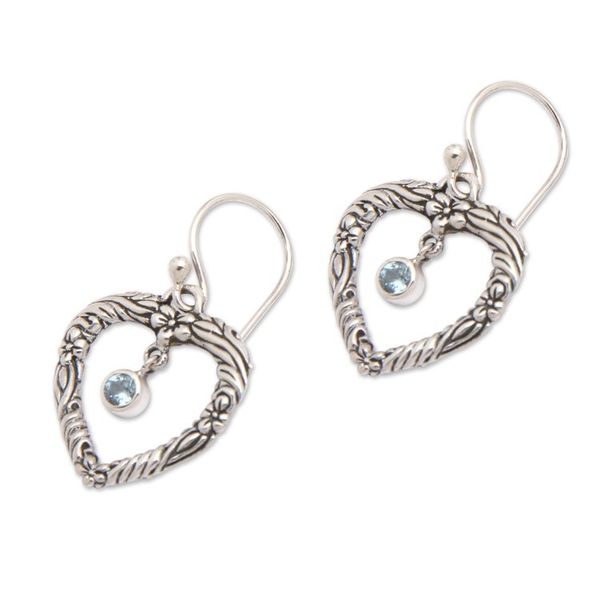 Alternate image for Handmade Blue Topaz and Sterling Silver Dangle Earrings Steal My Heart
