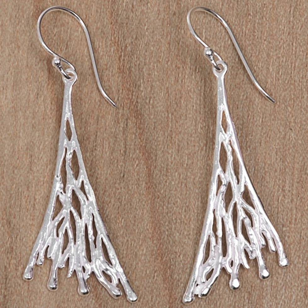 Sterling Silver Fair Trade Coral Theme Earrings 'Balinese Branch Coral'