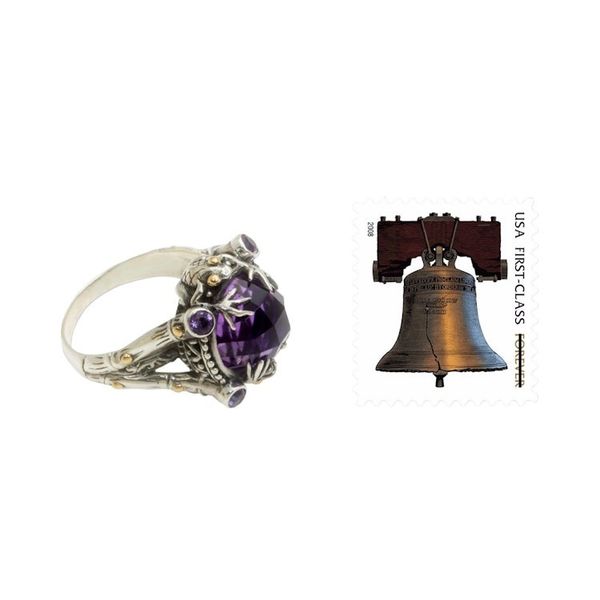 Alternate image for Amethyst Sterling Silver Ring with Gold Accents Tropical Frogs