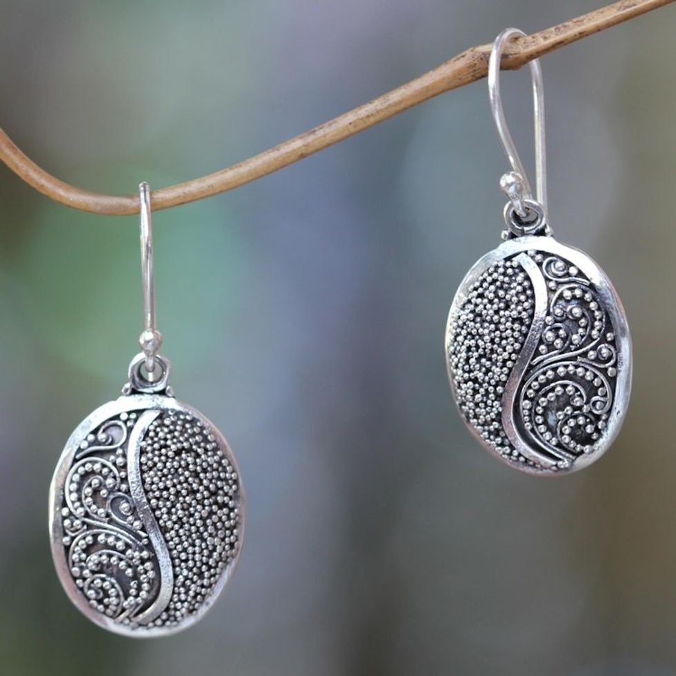 Handcrafted Silver Granule Earrings from Bali 'Seeds of Beauty'