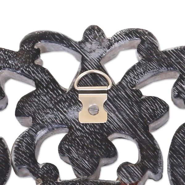 Alternate image for Hand Carved Black Floral 15-Inch Wall Mirror from Bali Black Balsamina Buds