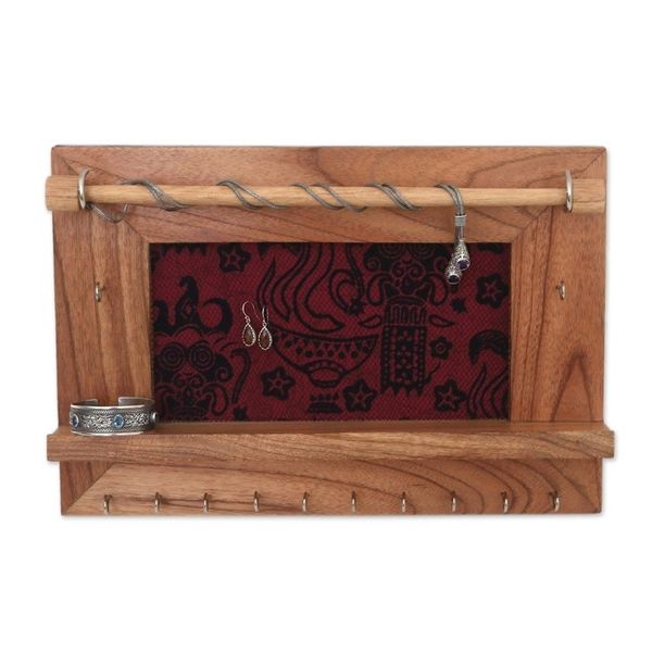Alternate image for Wood and Cotton Jewelry Display Wall Panel Handmade in Bali Tegalalang Heritage in Tan