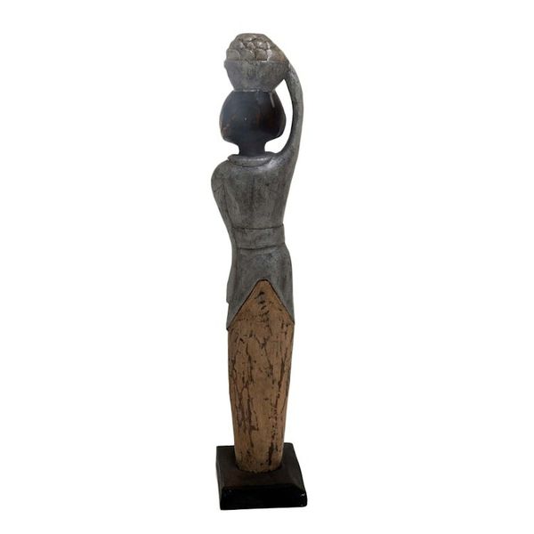 Alternate image for Hand Carved Antiqued Albesia Wood Sculpture from Bali Balinese Lady