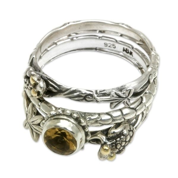 Alternate image for Citrine and Sterling Silver Stacking Rings set of 3 Tree Frog