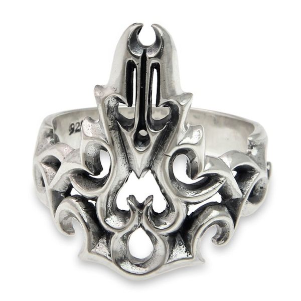 Alternate image for Modern Abstract Sterling Silver Mens Ring Handmade in Bali Tongues of Fire
