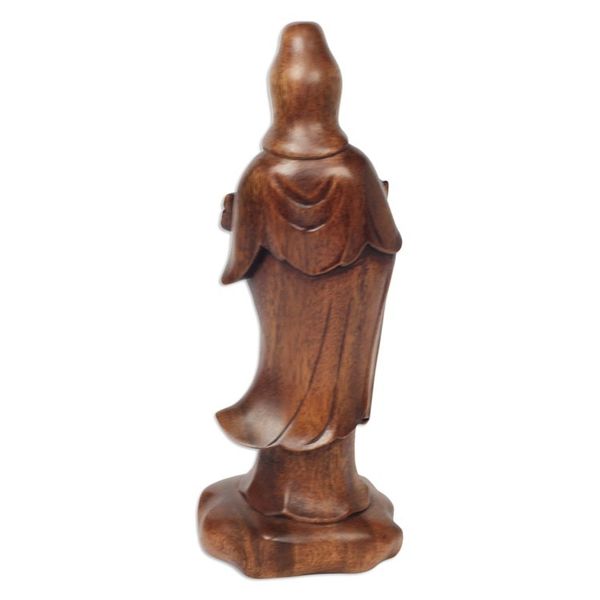 Alternate image for Buddhist Goddess Sculpture Hand-carved Wood Beautiful Kwan Im