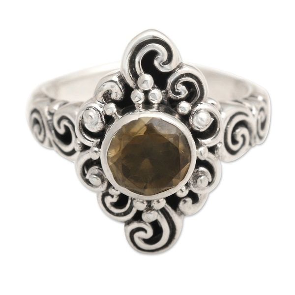 Alternate image for Handcrafted Balinese Citrine Sterling Silver Cocktail Ring Sunny Spirit