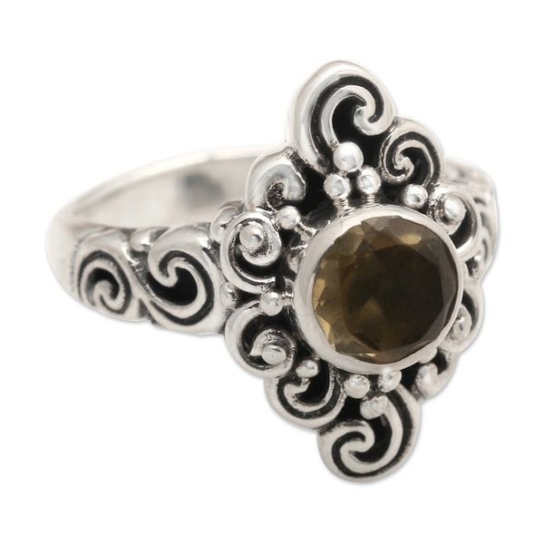 Alternate image for Handcrafted Balinese Citrine Sterling Silver Cocktail Ring Sunny Spirit