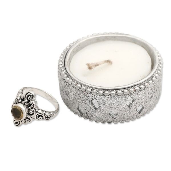 Alternate image for Handcrafted Balinese Citrine Sterling Silver Cocktail Ring Sunny Spirit