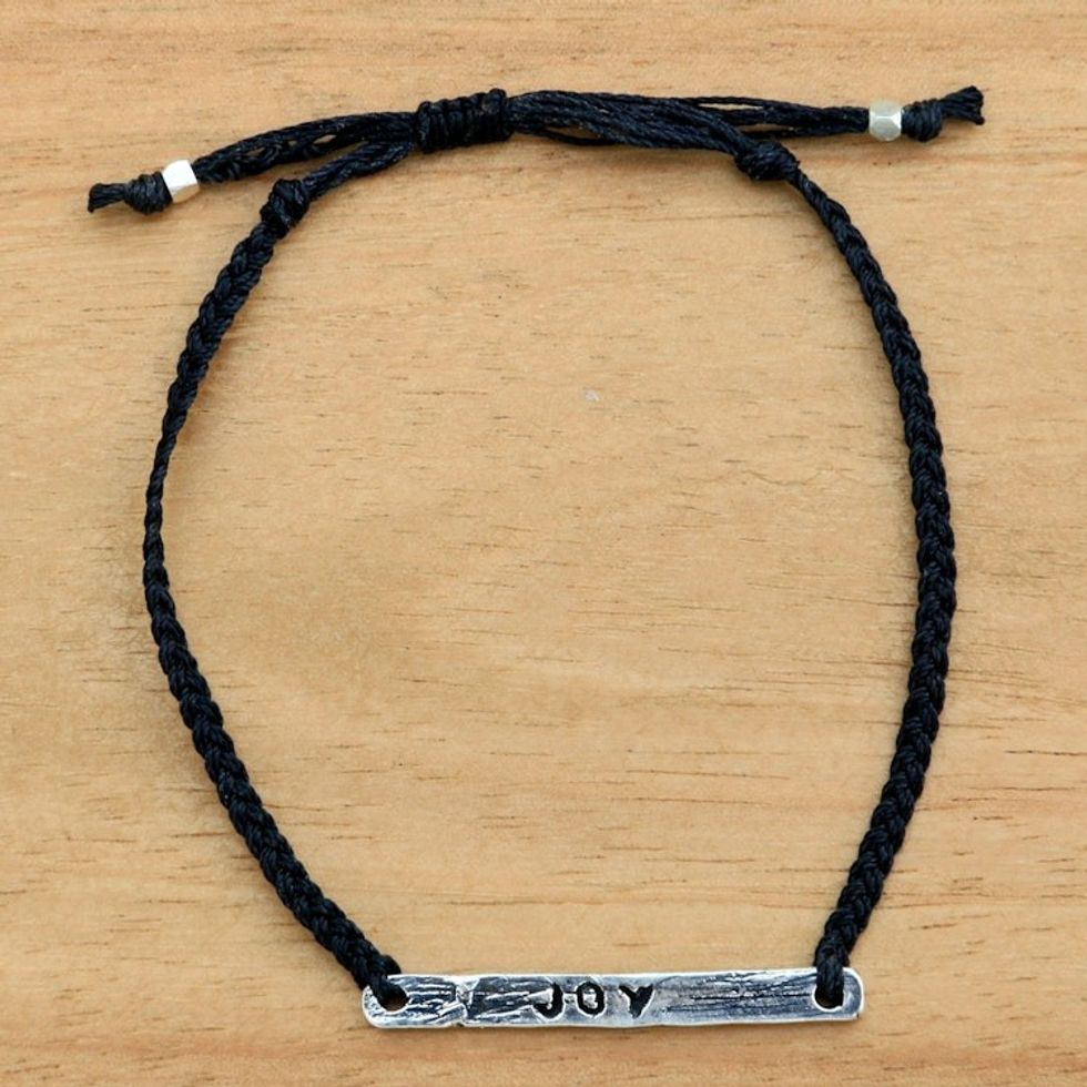Joy Inspirational Jewelry Bracelet with 925 Silver 'Joy in Black'
