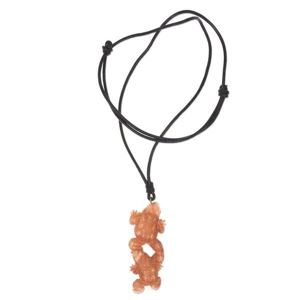 Alternate image for Artisan Crafted Leather Cord Necklace with Toad Pendant Happy Toads
