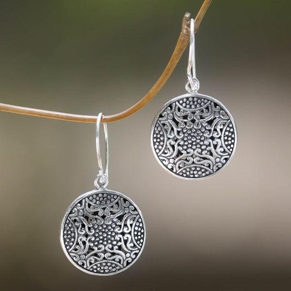 Alternate image for Ornate Indonesian Handcrafted Sterling Silver Earrings Abundant Beauty