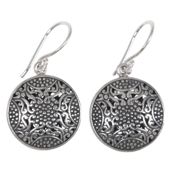 Alternate image for Ornate Indonesian Handcrafted Sterling Silver Earrings Abundant Beauty