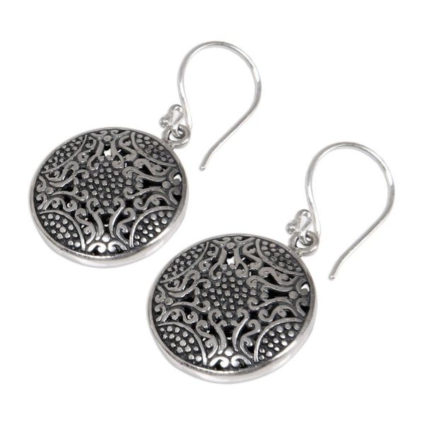 Alternate image for Ornate Indonesian Handcrafted Sterling Silver Earrings Abundant Beauty