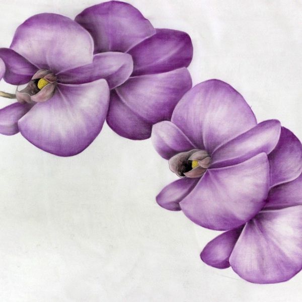 Alternate image for Lavender Orchid Handpainted Silk Chiffon Shawl Lavender Orchid
