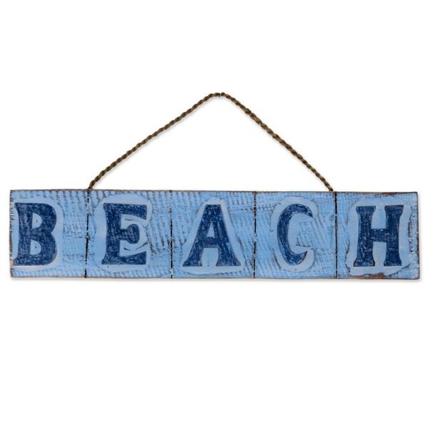 Alternate image for Hand Carved Beach Wood Sign Agel Grass from Indonesia Beach in Sky Blue