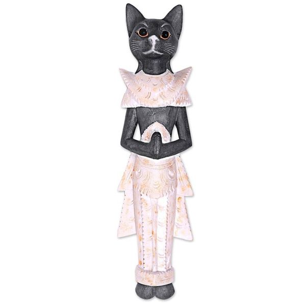 Alternate image for Handcarved Wood Balinese Cat Wall Hanging Royal Cat