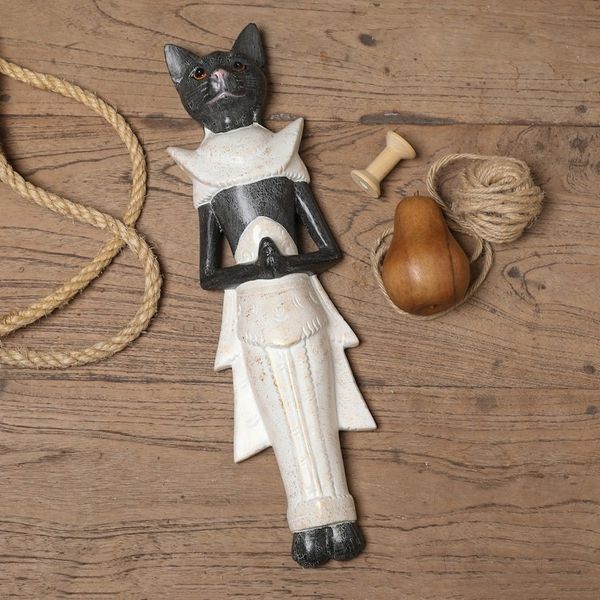 Alternate image for Handcarved Wood Balinese Cat Wall Hanging Royal Cat