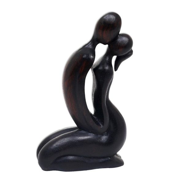 Alternate image for Romantic Hand Carved Wood Sculpture of Lovers Kiss The Kiss