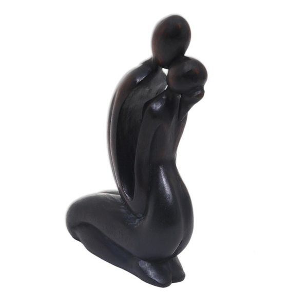 Alternate image for Romantic Hand Carved Wood Sculpture of Lovers Kiss The Kiss