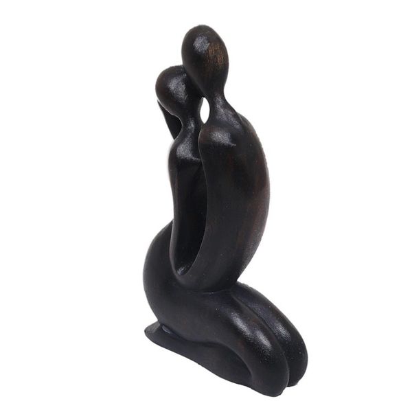 Alternate image for Romantic Hand Carved Wood Sculpture of Lovers Kiss The Kiss