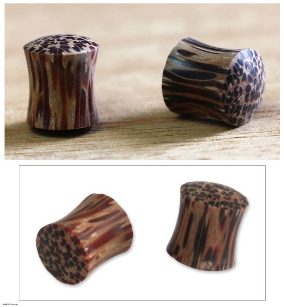 Wood ear plugs 'Leopard'