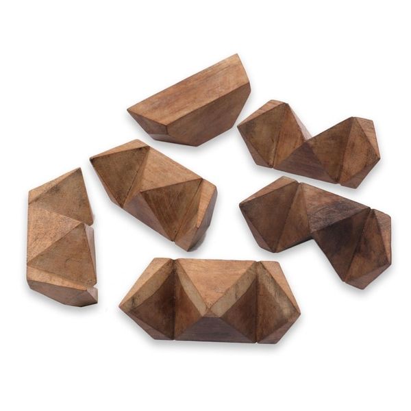 Alternate image for Fair Trade Round Hand Carved Teak Wood Puzzle Ball Soccer Ball