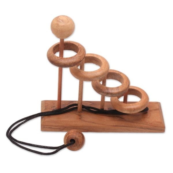Alternate image for Artisan Crafted Teak Wood Desktop Puzzle Game from Java Magic Knot