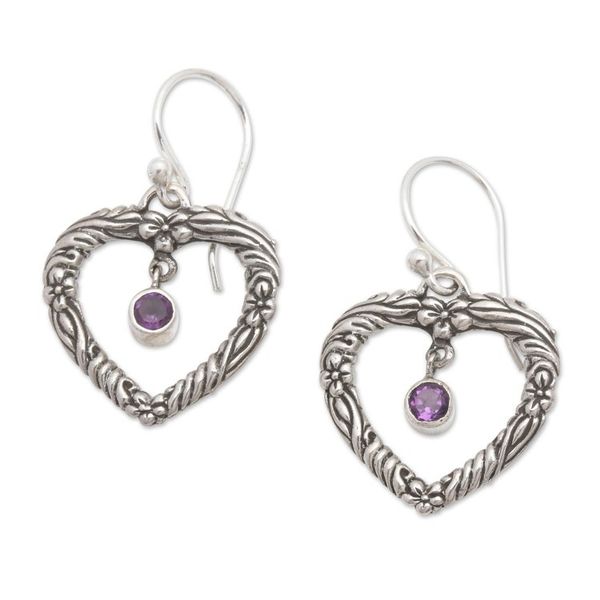 Alternate image for Amethyst and Sterling Silver Dangle Earrings from Indonesia Steal My Heart