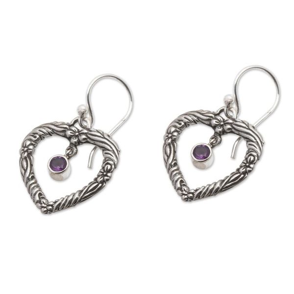 Alternate image for Amethyst and Sterling Silver Dangle Earrings from Indonesia Steal My Heart