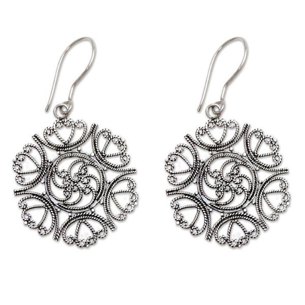 Alternate image for Sterling silver floral earrings Heart of Rose
