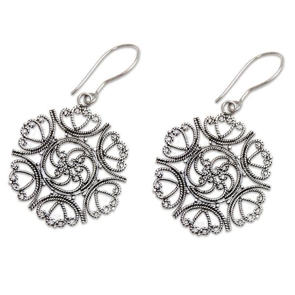 Alternate image for Sterling silver floral earrings Heart of Rose